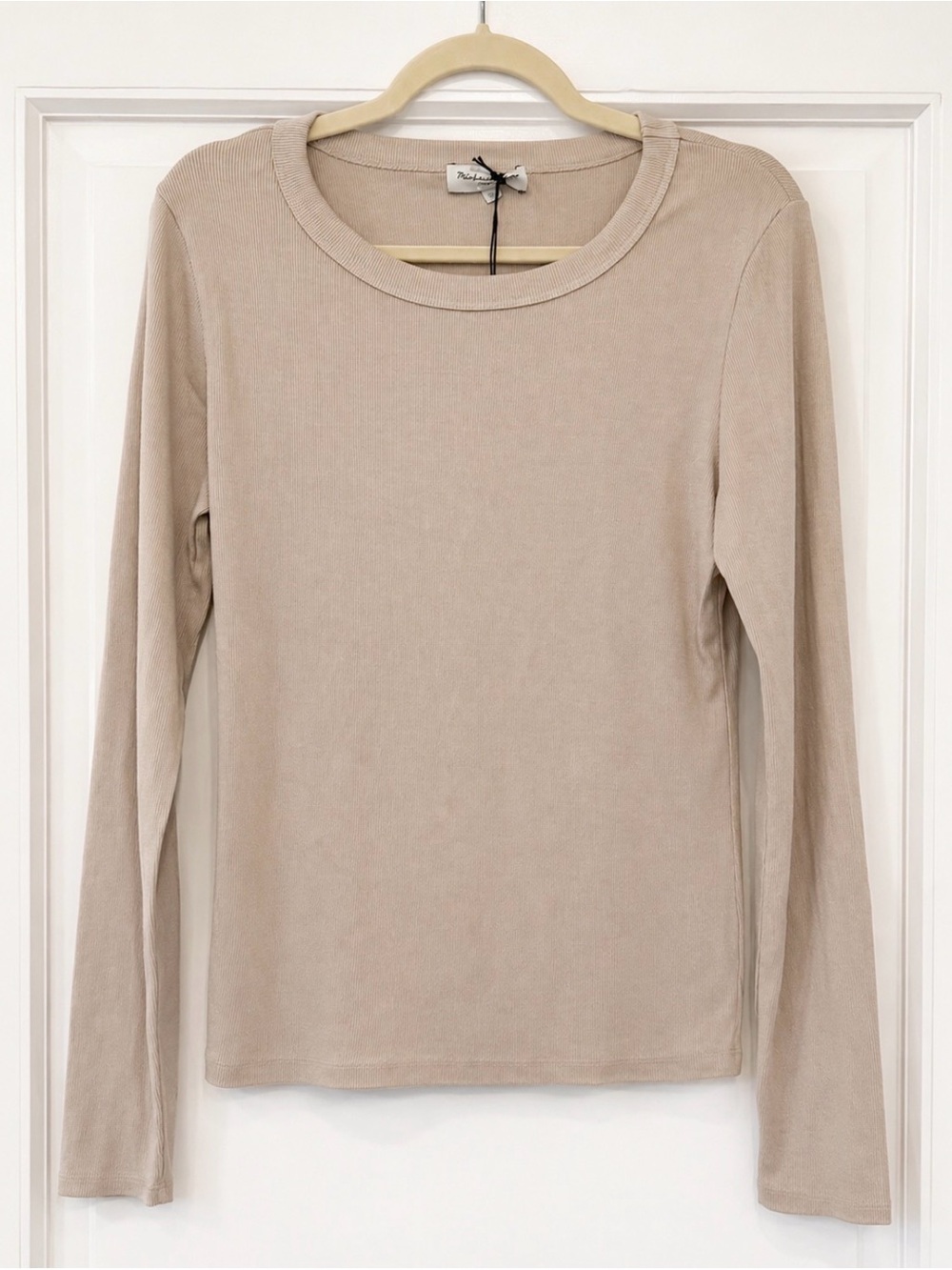 NWT Michael Stars Zola Ultra Rib Long Sleeve Tee Cement L